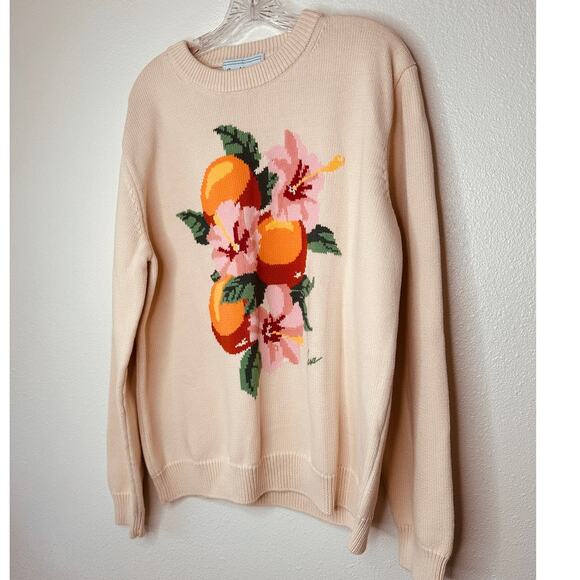 NWT Casablanca Cream Kapalia Oranges Graphic Intarsia Knit Sweater XXL - Picture 4 of 14